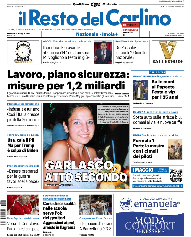 Prima-pagina-il resto del carlino-edizione-di-oggi-20250502